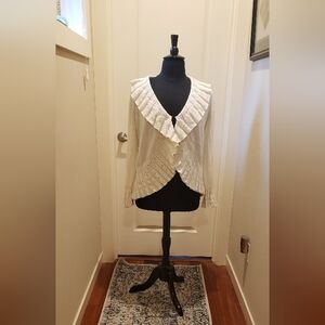 Style & Co Chic Cream Ruffled Women's Cardigan